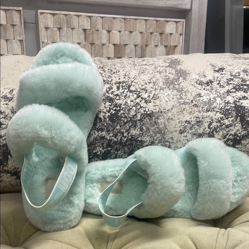 UGG Soft Mint Fluffy Slippers